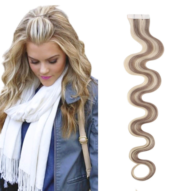 Body Wave Injection Tape in Extensions Silver with Blonde #P19/60