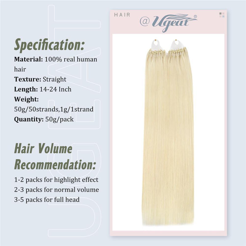 Micro Loop Hair Extensions Platinum Blonde Color