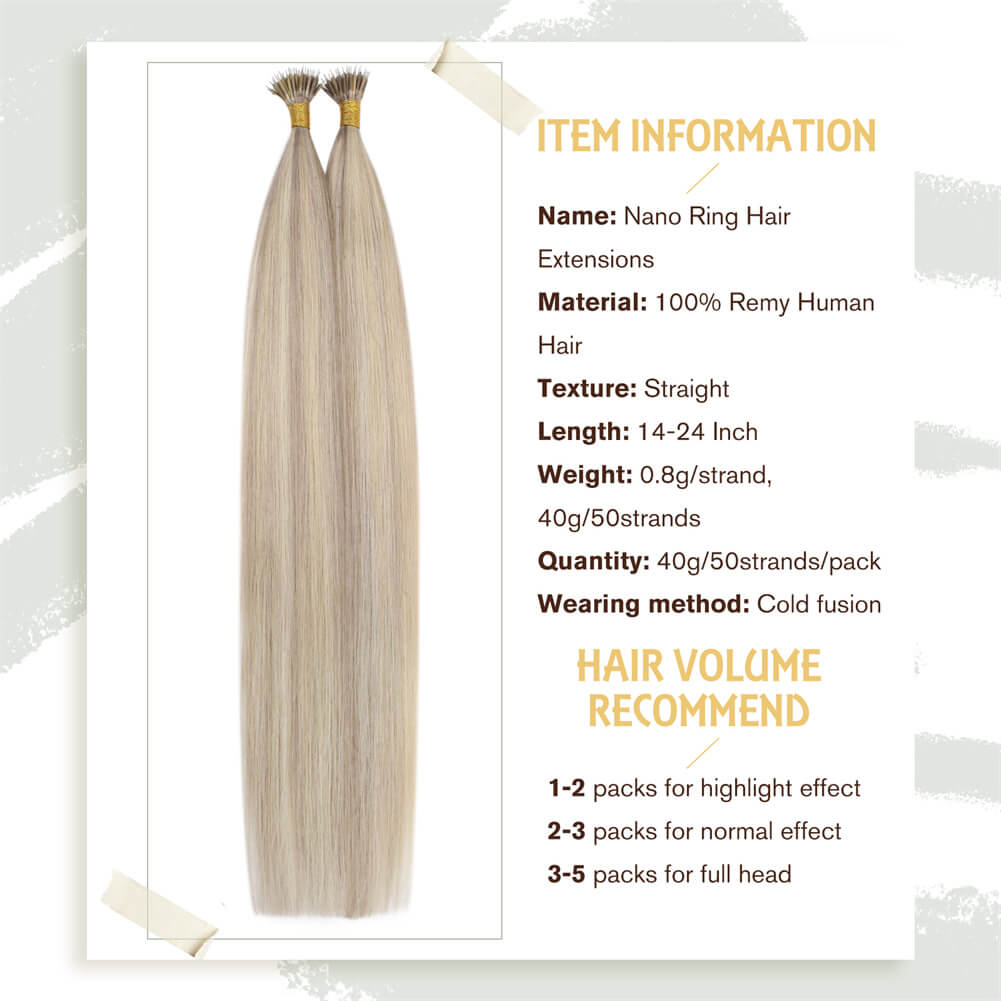 Nano Ring Hair Extensions Remy Hair