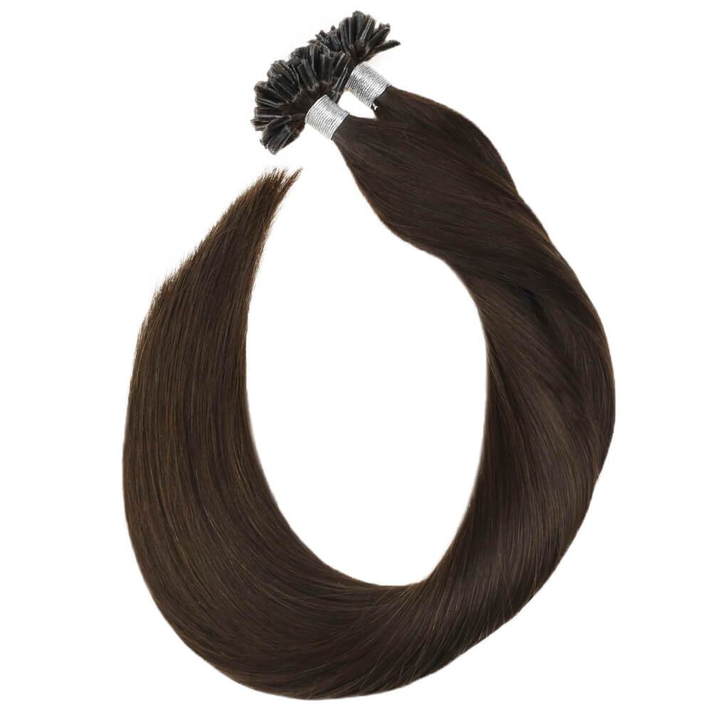 Fusion Hair Extensions Human Hair Darkest Brown Color 2 U Tip Hair