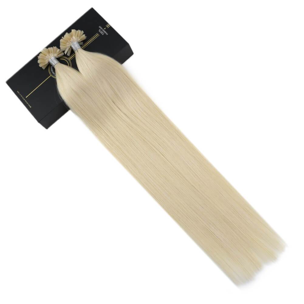 60 Platinum Blonde Stick Tip Hair Extensions