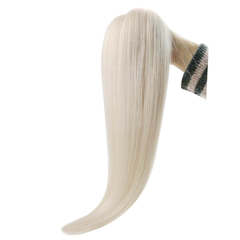 Soft Hair Extensions Hand-tied Weft #60A White Blonde Sew in Weave Hair Extensions