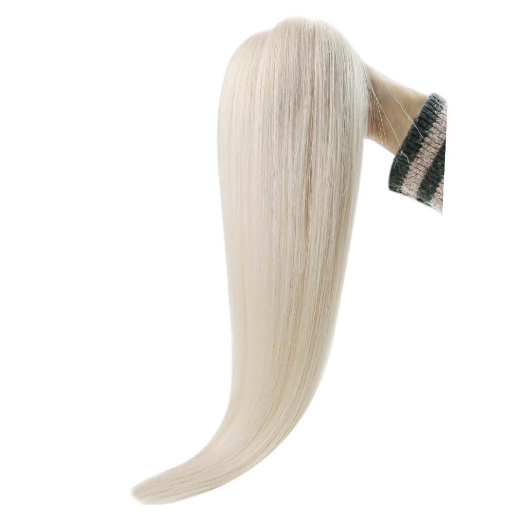 Soft Hair Extensions Hand-tied Weft 60A White Blonde Sew in Weave Hair Extensions