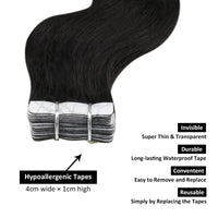 Hand Tied Double Tape Hair Extension Wavy Hair Tape in Hair Extensions