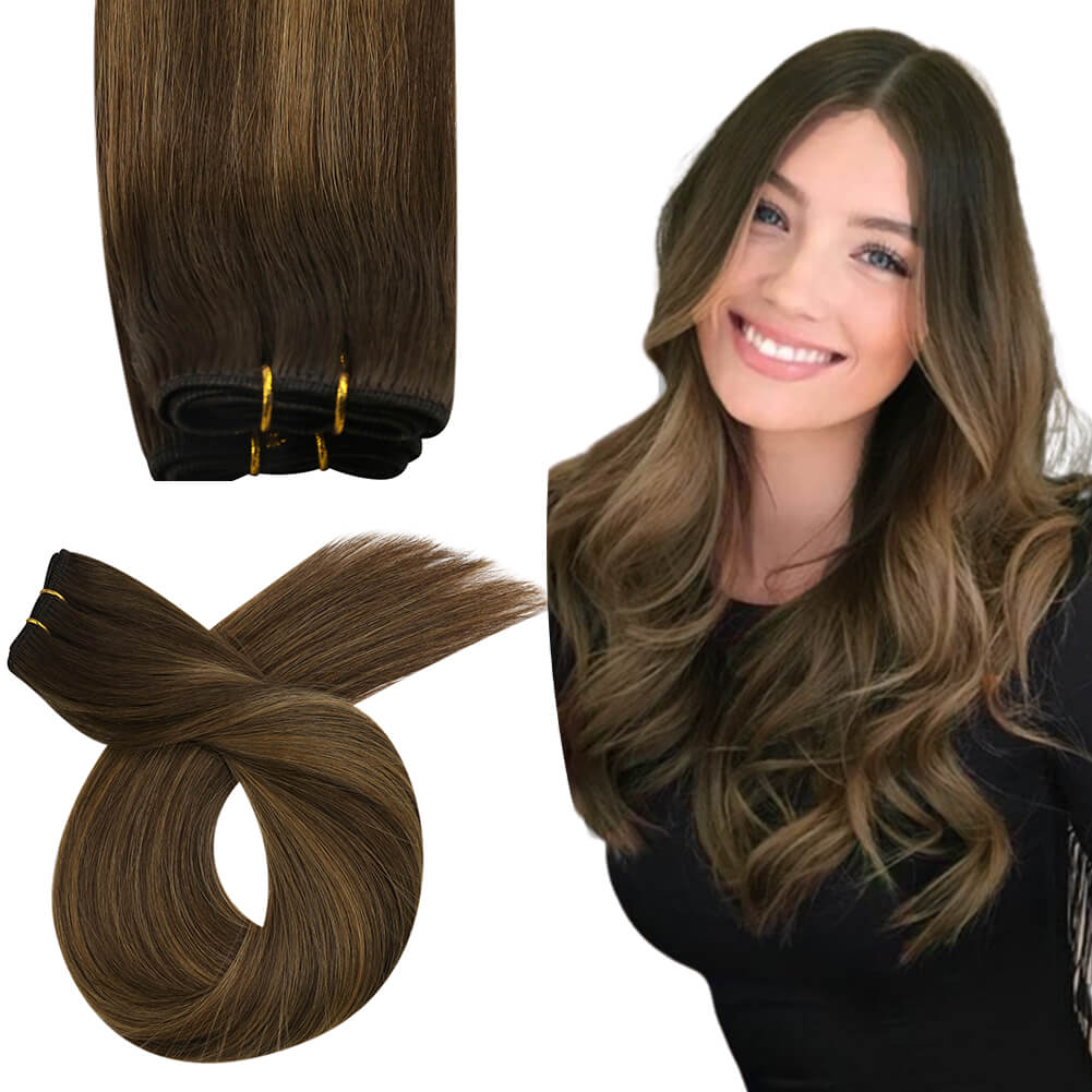 [Virgin+] Hair Weave Style Sew in Balayage Machine Human Hair Weft DU