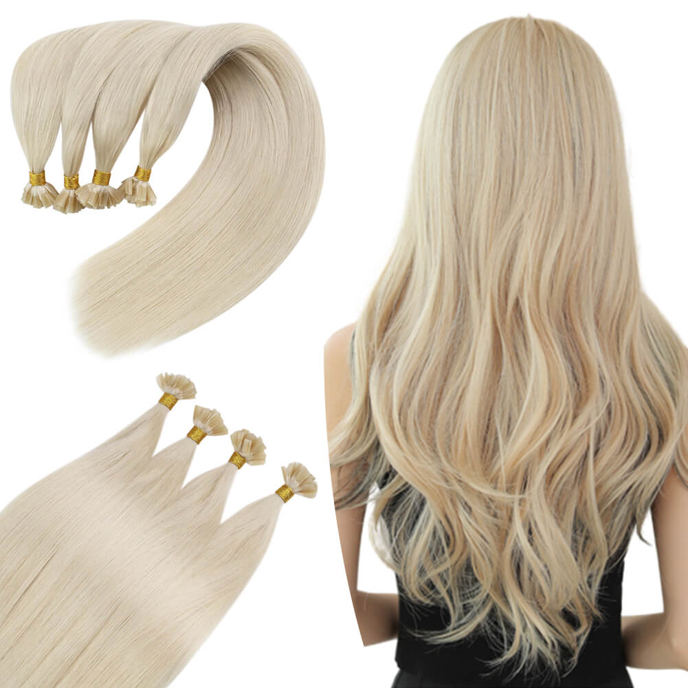 Human Hair U-tip Fusion Quality Virgin Extensions Pure Blonde