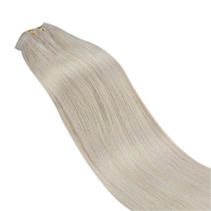 Blonde Clip in Hair Extensions Straight Hair White Blonde