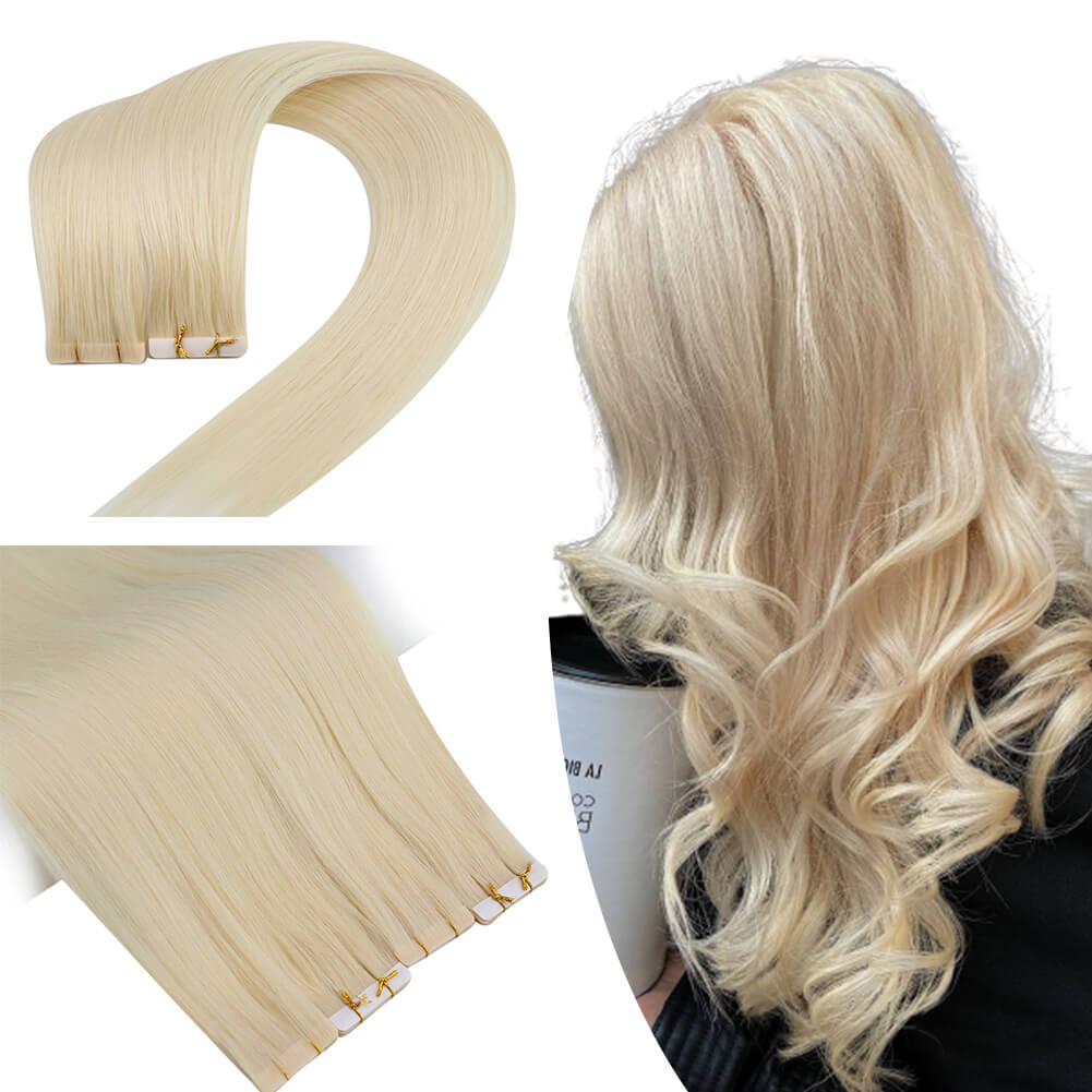 Invisible Seamless Injection Tape Hair Extensions Whitest Blonde