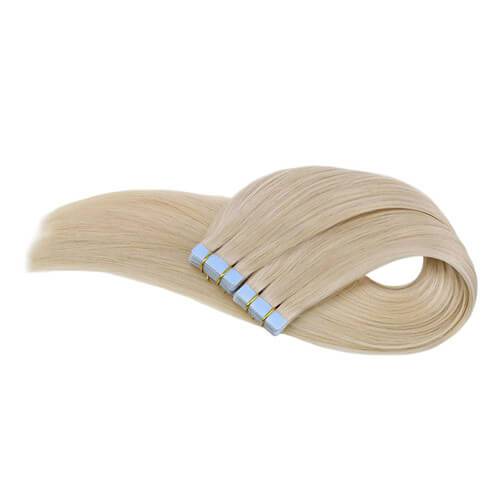 Double Drawn Tape in Hair Extensions Solid Platinum Blonde60 Color-UgeatHair
