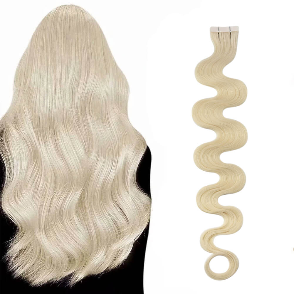Body Wave Injection Tape in Hair Extensions Platinum Blonde