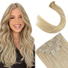 Double Weft Blonde Highlight Clip in Human Hair