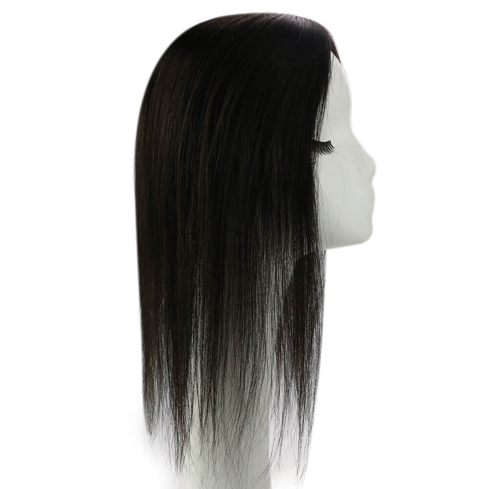 100% human hair crown topper without bangs off black