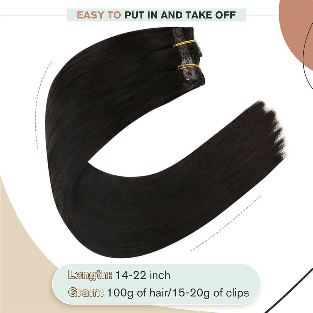 Hair Clip in Human Hair Extensions 16inch Thick Hair Extensions Clip in Real Human Hair