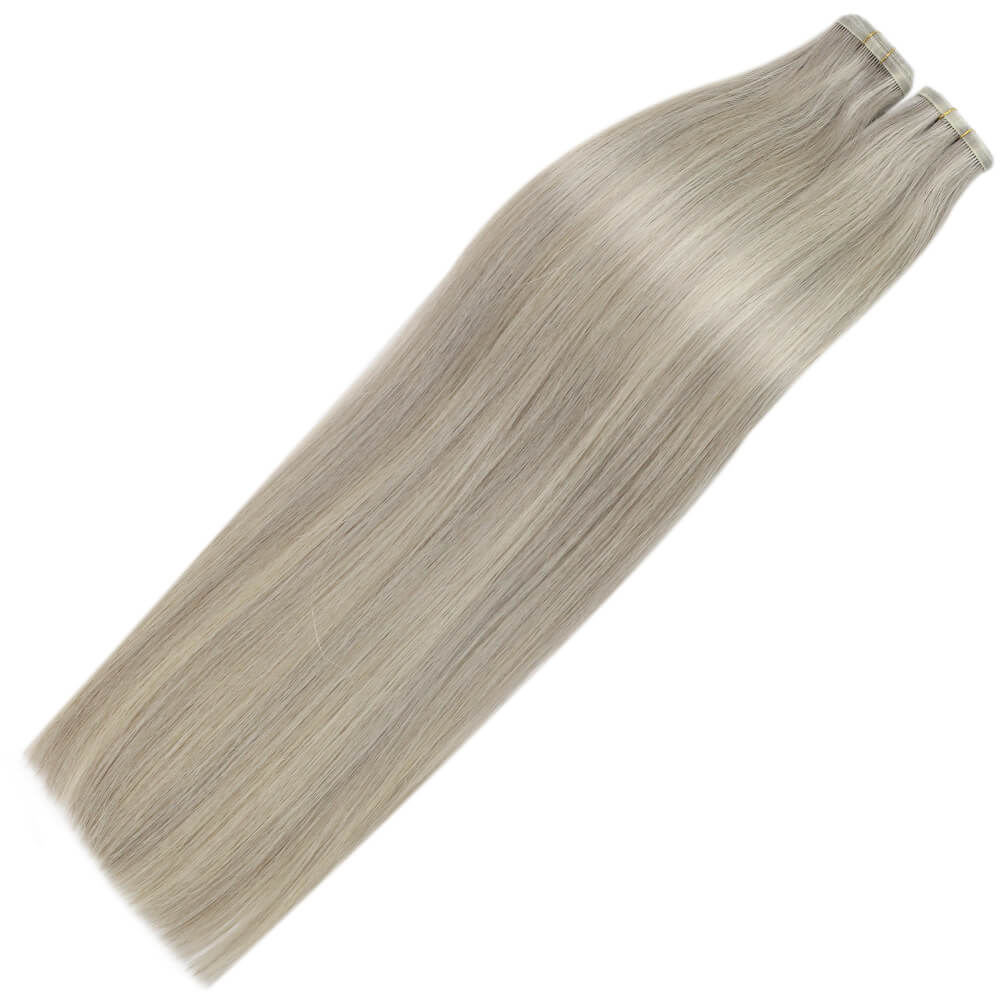 Virgin Hair Weft Flat Silk Weft Hair Extensions Highlight Blonde