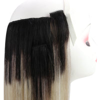Halo Hair Extensions Black to Platinum Blonde Clip in Hair Extensions
