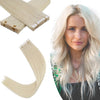 Flower Invisible Tape in Extensions Human Hair White Blonde #1000