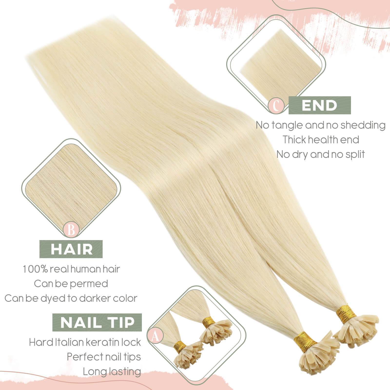 U Shaped Human Hair Extensions 20inch Pre Bonded Human Hair Extensions