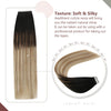 50g #1B Black Fading to #10 Brown and #60 Blonde Balayage Skin Weft