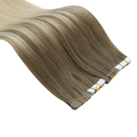 ash brown to platinum blonde virgin tape in hair extensions