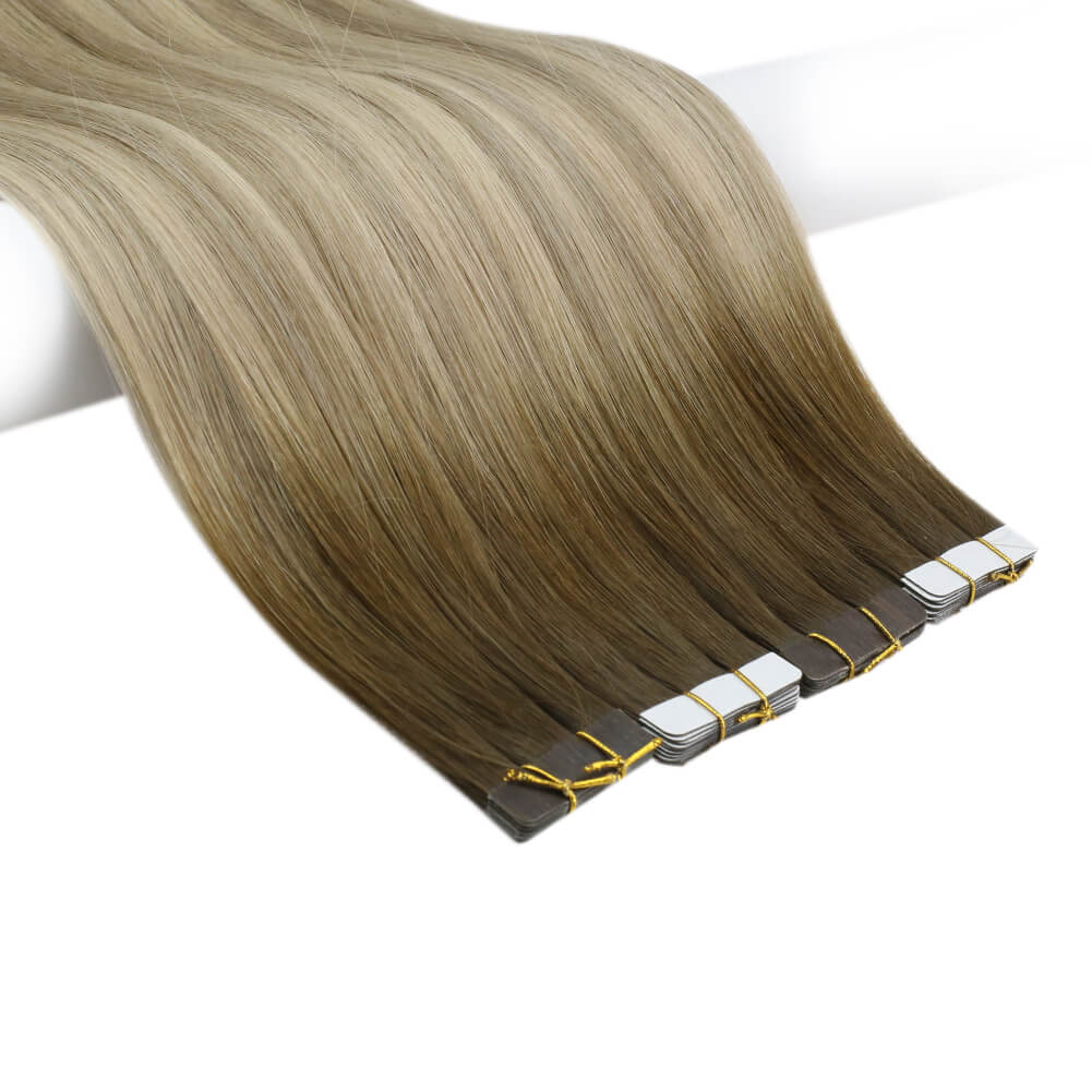 balayage invisible tape in hair extensions
