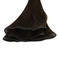 dark brown flat silk weft hair extensions