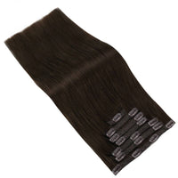 Clip in Hair for Fullness Pure Color Chocolate Brown Extensions #4