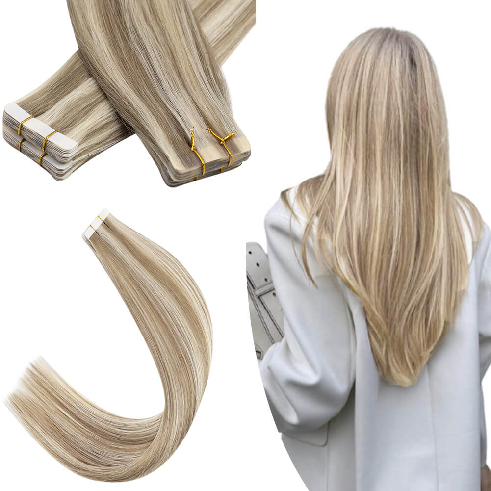 Invisible Tape in Extensions Human Virgin Hair Highlight