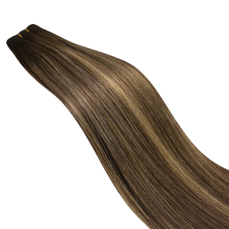 Balayage Human Hair Bunldes Dark Brown With Light Brown