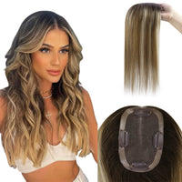 Virgin Hair Topper Human Hair Wiglets Toppee Brown With Blonde #2004