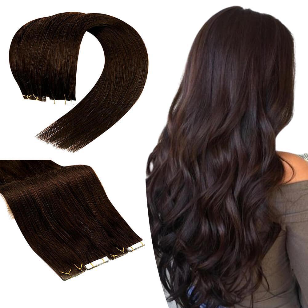 Invisible Seamless Injection Tape Hair Extensions Darke Brown 4