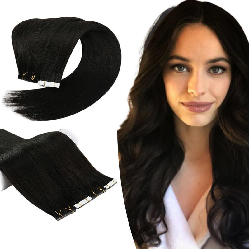Invisible Seamless Injected Tape in Hair Extensions Off Black #1B