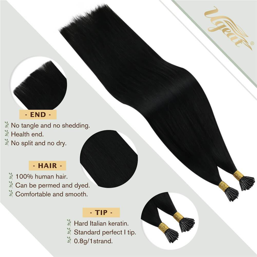 1 Jet Black Keratin Remy Hair Extensions