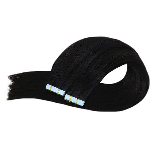 Double Drawn Tape in Hair Extensions Solid Natural Black 1b Color-UgeatHair