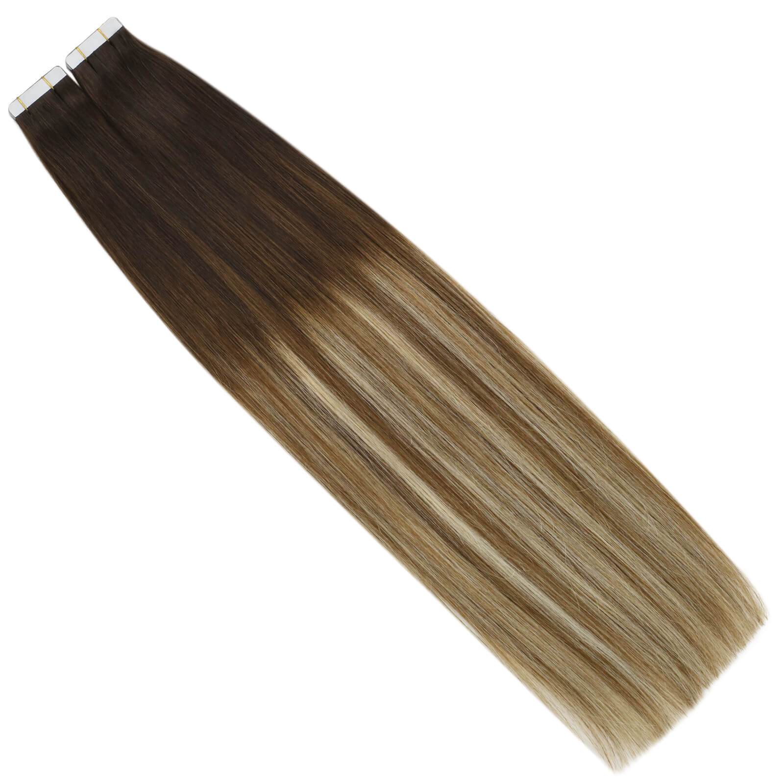4/6/613 Balayage Color Brown Fading to Blonde Tape in Remy Hair Extension