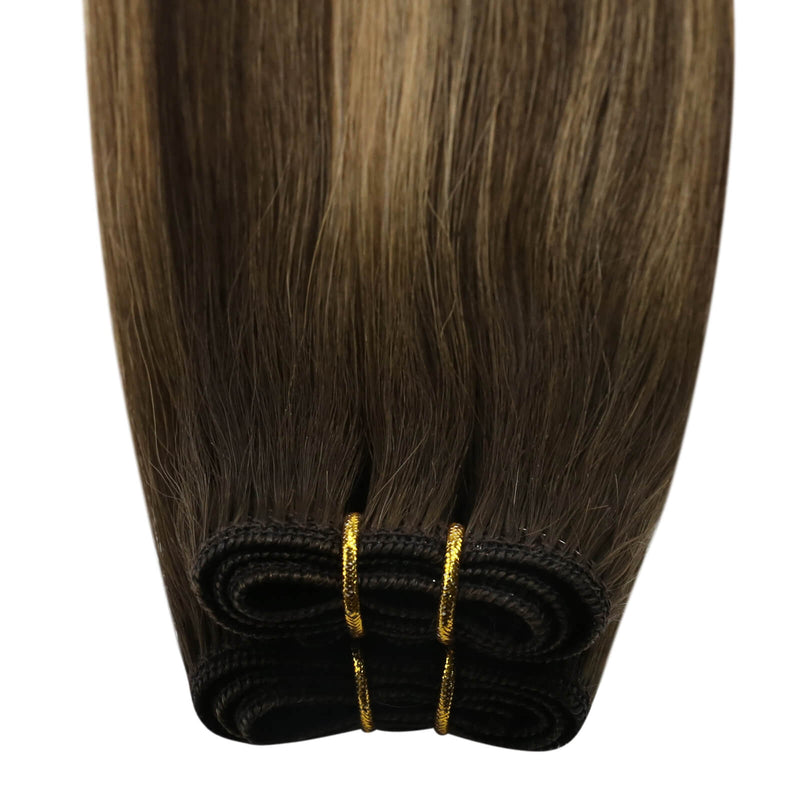 Weft Hair Brown Real Human Hair Extensions