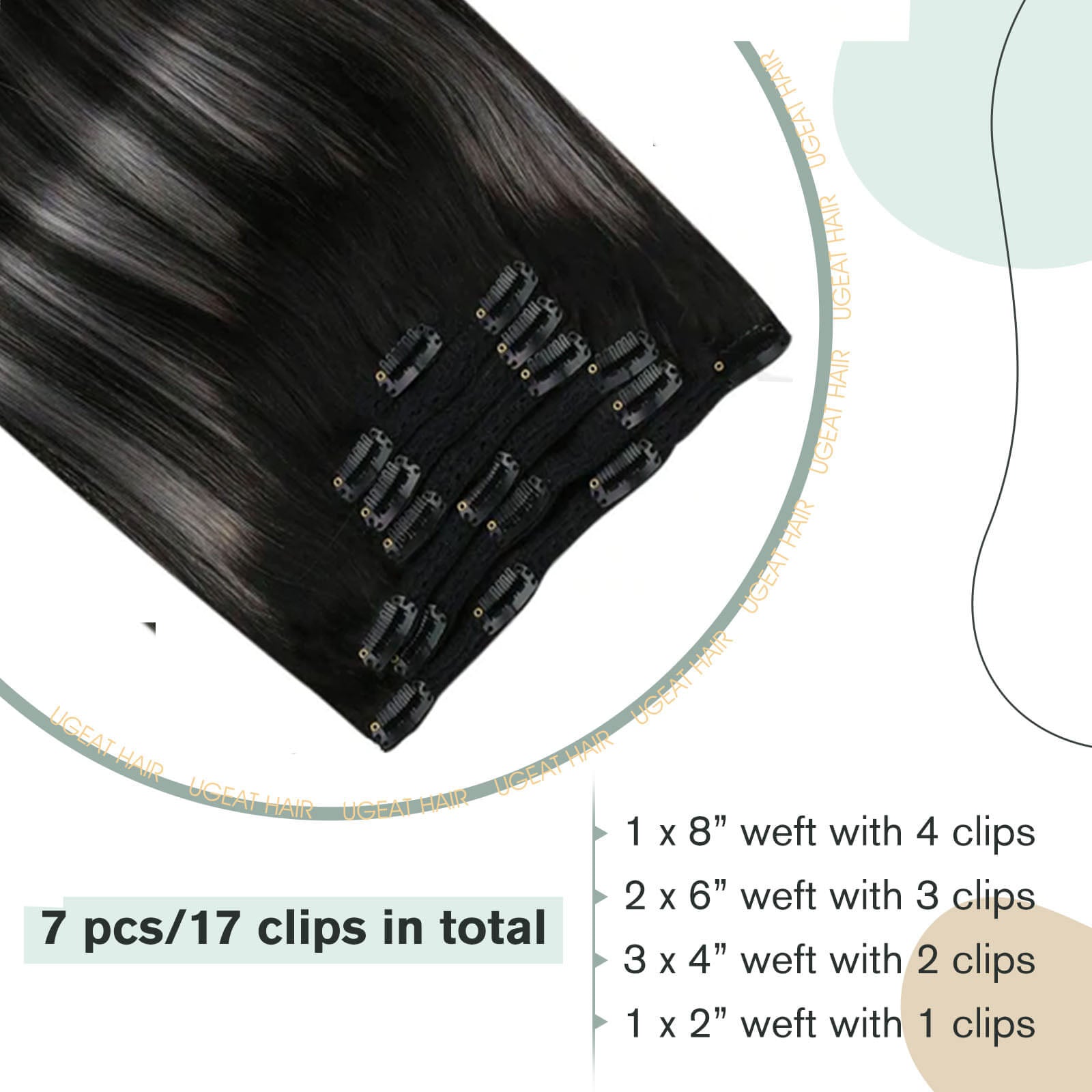 clip in hair black with silver hair extension
