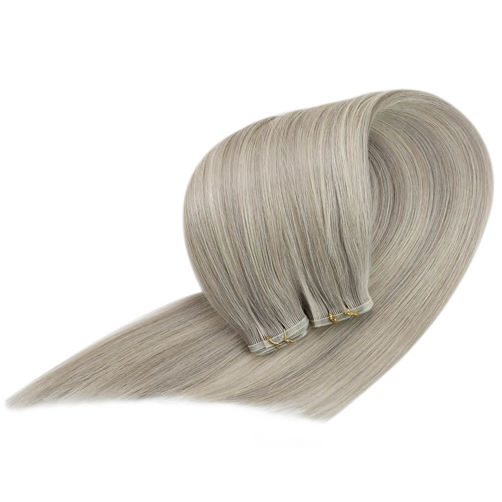 pu flat weft human hair extensions