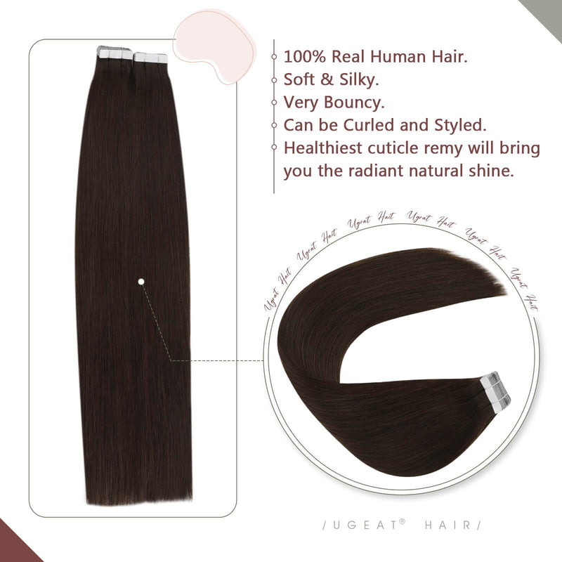 100% Human Hair Extensions Tape in Brown hair