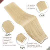 Tape in Blonde Human Hair Extensions
