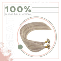 100% Remy Human Hair Straight 50g Balayage Blonde Color Nail Tip Human Hair Extensions