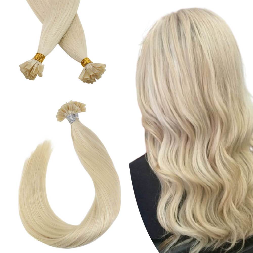 Virgin Human Hair U-tip Fusion Hair Extensions Platinum Blonde 60