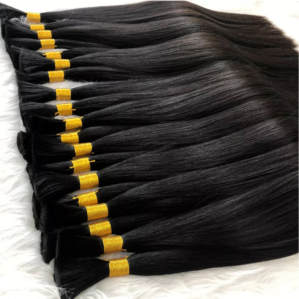 Virgin Hair Bulk 100% Unprocessed Raw Hair Extensions Natural Black