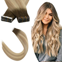 Invisible Tape in Extensions Real Human Hair Balayage