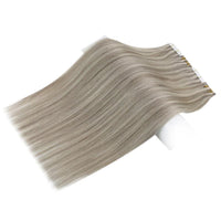 Seamless Injection Tape in Hair Extensions Virgin Hair Silver with Blonde P19a/60