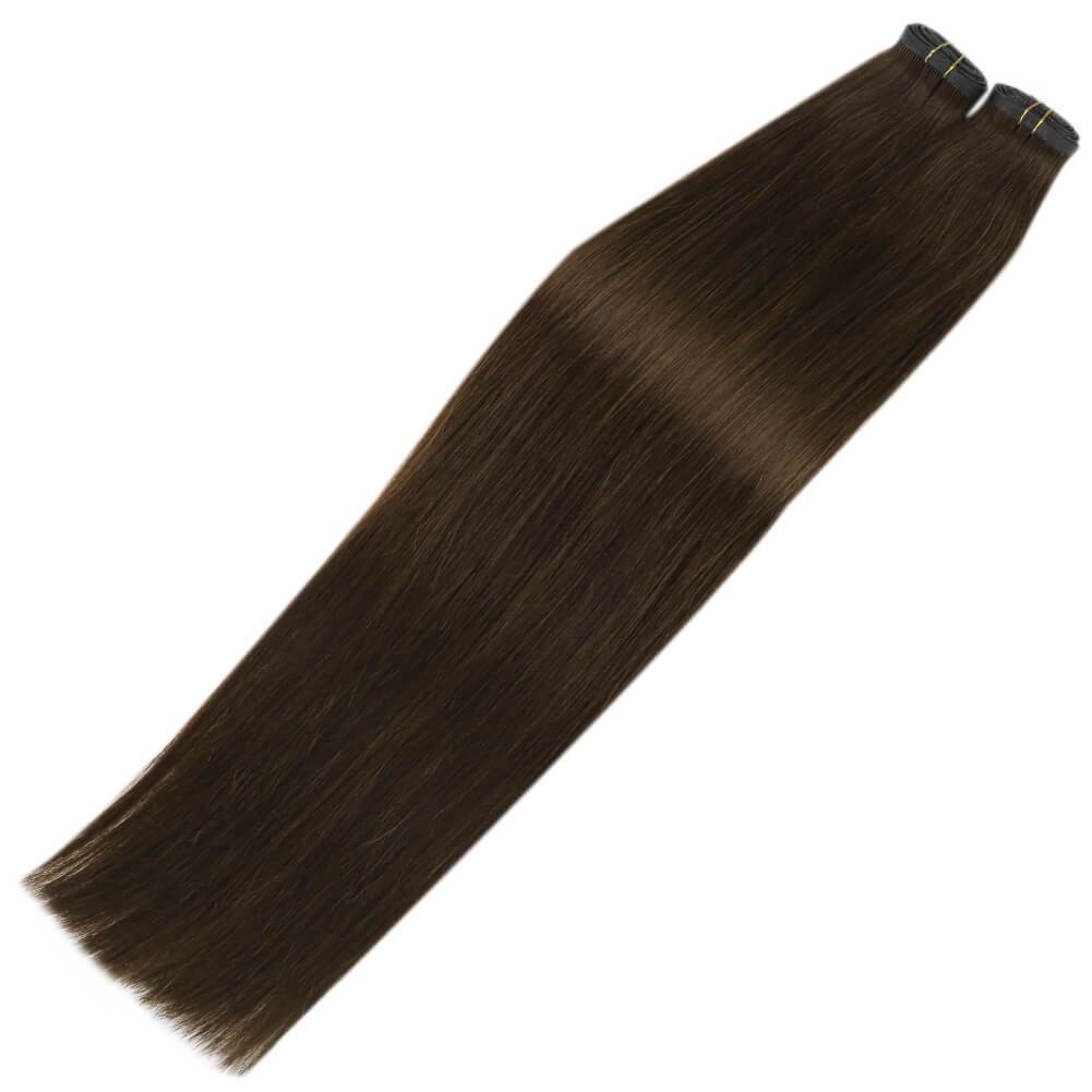 human flat weft hair extensions dark brown