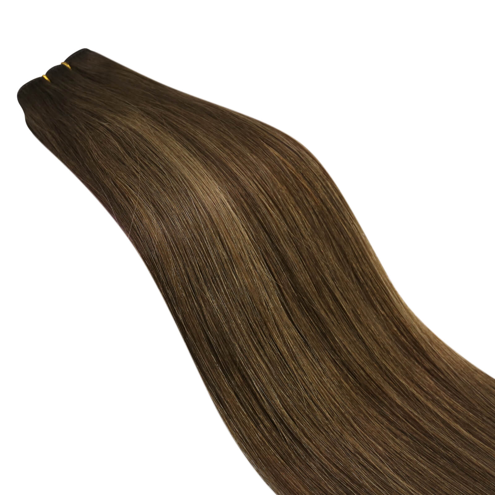 Hair Extensions Weft Human Hair Brown Balayage
