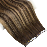 Balayage Ombre Brown Tape in Human Hair Extensions #BM