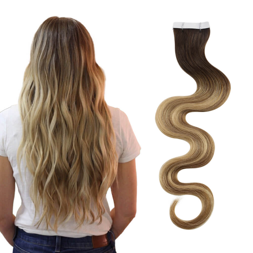 Balayage Blonde Body Wave Tape in Hair Extensions 3/8/22