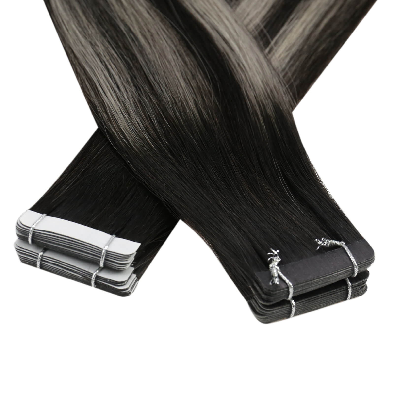 PU tape in hair extensions 1b/silver/1b